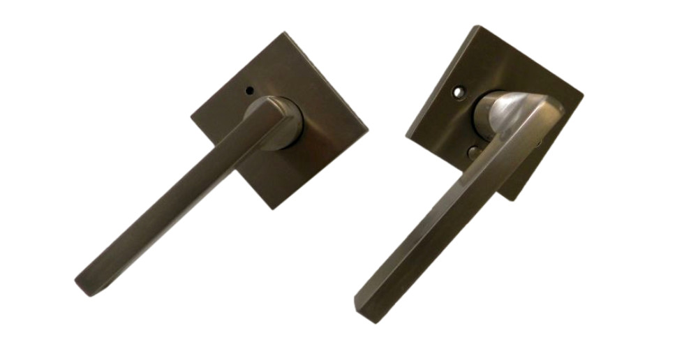 Baldwin PV.SQU.R.CSR.150 Privacy Square Reserve Door Lever - Satin Nickel