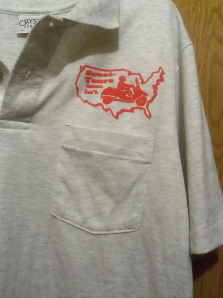 Just Scootin along gray graphic dress shirt L scoot tours assoc int l - Image 4 of 4