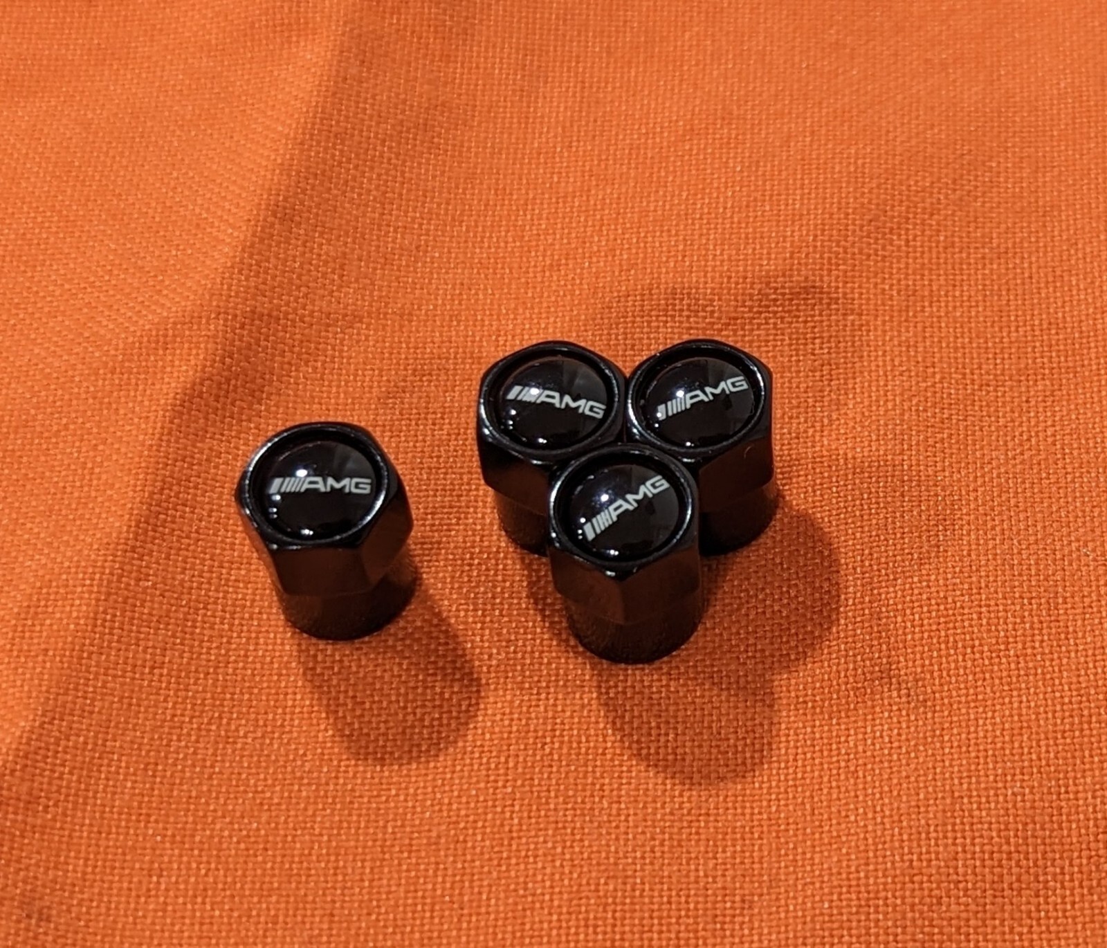 SET OF 4 Black Hex Mercedes Benz AMG Emblem Car Wheels Air Valve Caps