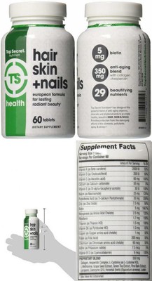 Top Secret Nutrition Hair Skin & Nails European Formula of 29 Anti-aging... 