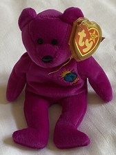 Vintage 2000 Ty Millennium Purple Plush Beanie Baby Bear w/Plastic Ear Tag