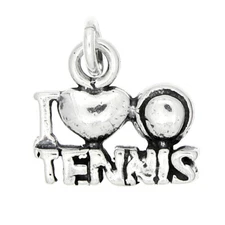 Sterling Silver I Love Tennis Charm or Pendant