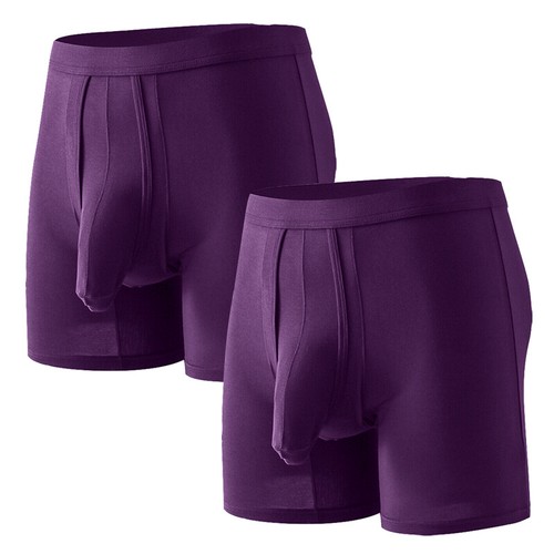 Men Separated Pouch Long Boxer Briefs Comfy Breathable Underwear Plus 6XL Shorts - Picture 17 of 23
