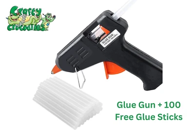 Crafty Crocodiles 10W Hot Melt Glue Gun + 100 Glue Sticks Adhesive Crafts