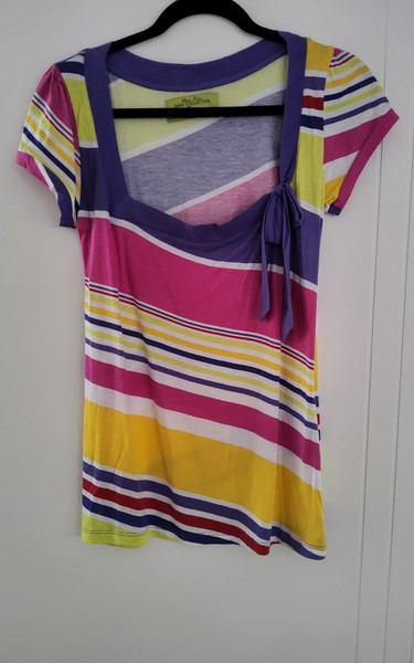 ZARA WOMENS MULTI COLOURED COTTON TOP SIZE L