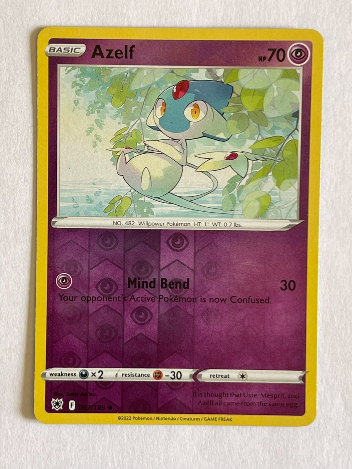 POKEMON AZELF 67/189 UNCOMMON REVERSE HOLOFOIL ASTRAL RADIANCE NM CARD