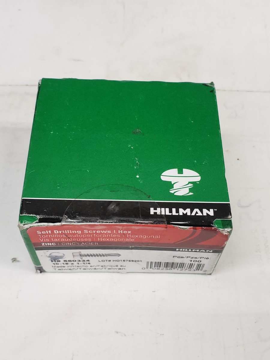 Bx/100 Hillman 560334 ZP Hex Head Self Drilling Screw 10-16 x 1-1