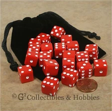NEW Set of 20 Red 12mm Dice & Bag Six Sided D&D RPG Game MTG WARHAMMER D6 