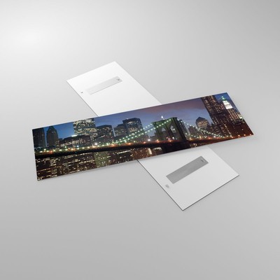 Tableau Verre Brooklyn Bridge La Nuit New York - Impression 125x70cm - Décoration Murale Moderne