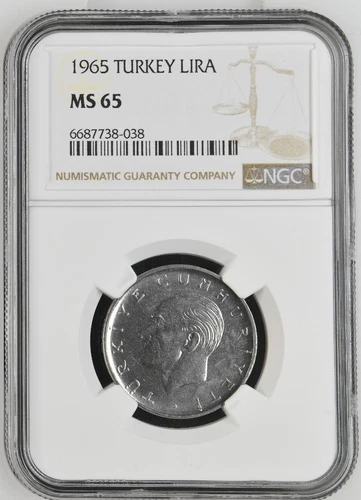 Turkey 1 Lira 1965 NGC MS 65