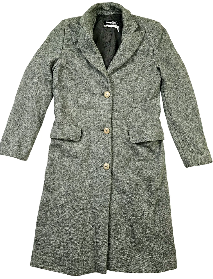 LO ÚLTIMO DE COLECCIÓN ITALIA Mujeres SALVATORE FERRAGAMO LANA GRIS LARGA CIUDAD GABARDINA 6US o S Foto 2 de 4