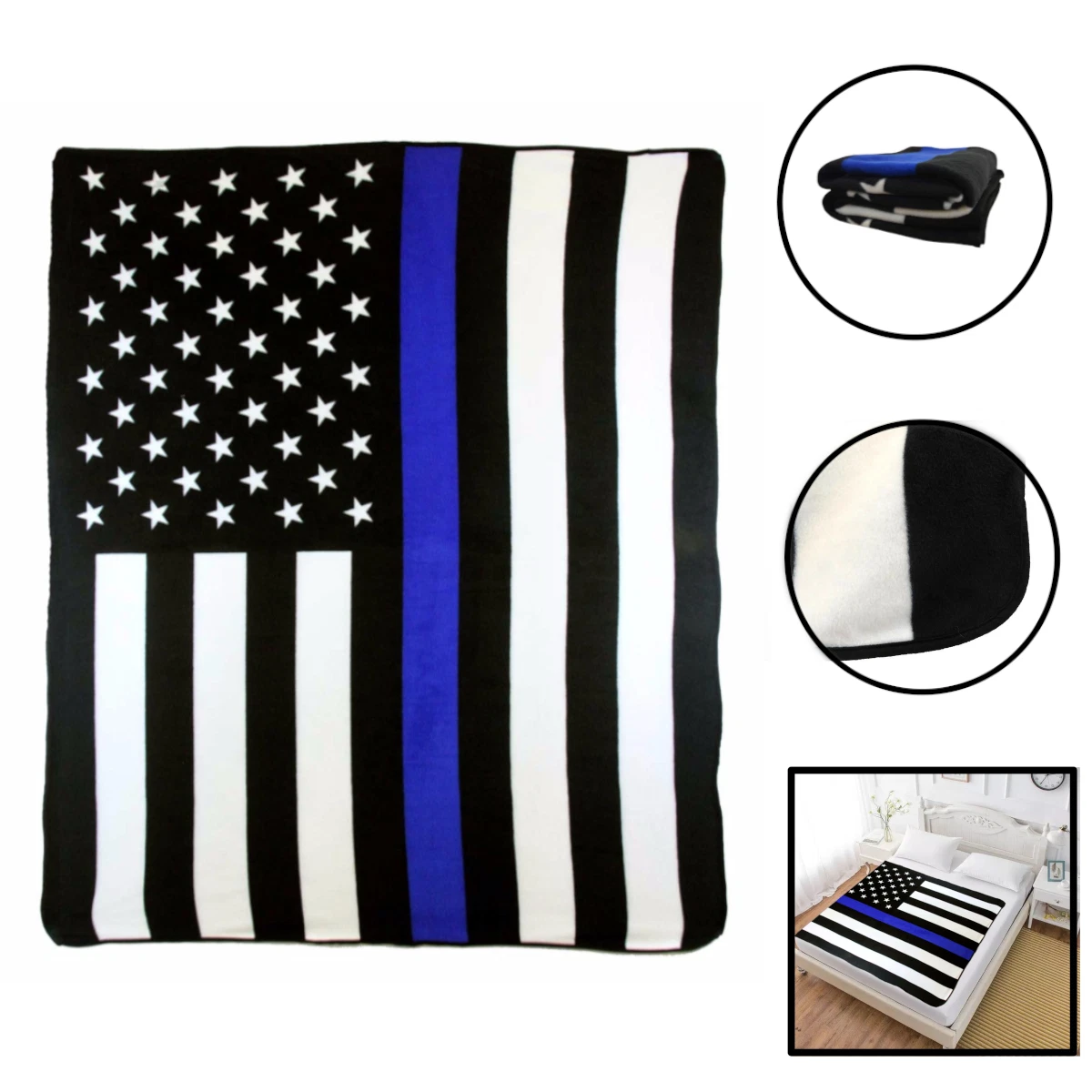 Thin Blue Line Blanket Blue Lives Matter Police fleece Blanket