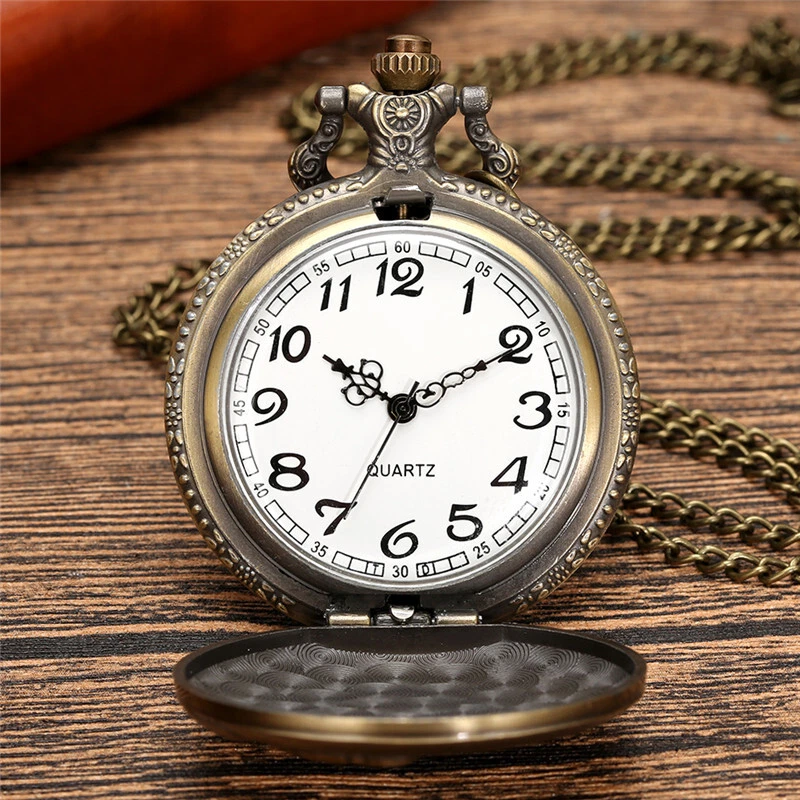 Vintage Truck Bronze Antique Women Men Analog Quartz Pocket Watch Pendant Chain - Image 3 of 4
