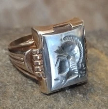 Antique 1920's Ostby Barton 10k Gold Men's Intaglio Signet Ring Size 9