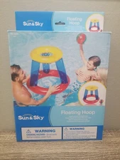 NEW SUN & SKY POOL BASKETBALL HOOP NET AND POOL BALL KIDS FLOATING HOOP 28.3" 