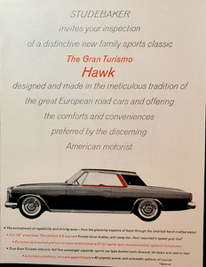 Studebaker Grand Turismo Hawk Original 1962 Vintage Print Ad Wall Art