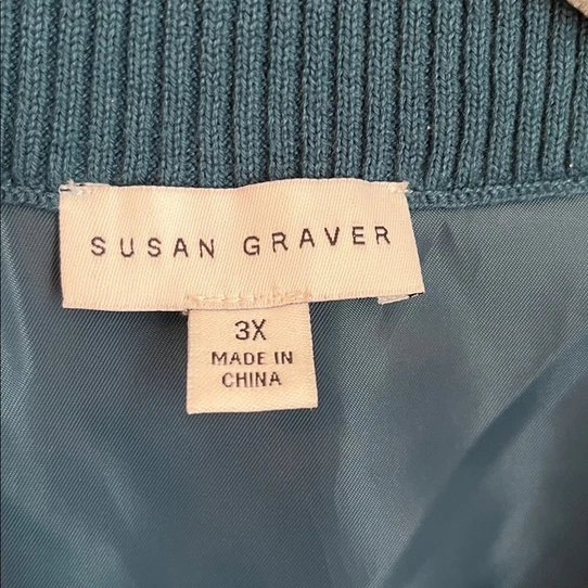 Chaleco Susan Graver Deep Teal Outerwear Cremallera Frontal Mujer’s talla 3X Foto 3 de 3