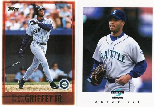 1997 Topps & Score (2) cards Ken Griffey Jr cards #548 & 300 Seattle Mariners