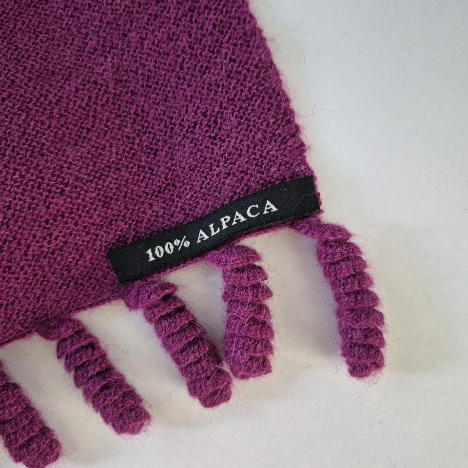Purple 100% Alpaca Wool Soft Rectangular Neck Scarf w Fringe Womens NWOT - Image 3 of 4