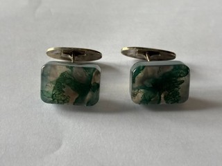 Manschettenknöpfe moosachat u. silber 850