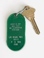 Vintage The Mint Las Vegas Hotel & Casino Room Key & Fob #1718 Nevada USA Green