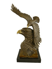 Bronze Skulptur zwei Adler im Flug Art deco auf Marmor sockel  Signed