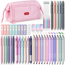Nicpro 55PCS Aesthetic School Supplies with Pencil Case, 12 Pastel Multicolor