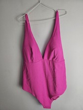 Simply Be Pink Crinkle Plunge Swimsuit Size 32