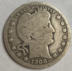 1908 O - Barber Silver Quarter 25c - Good+ Exact Coin Imaged #BAR158