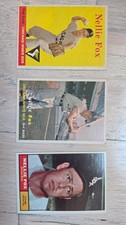 Fantastic Lot 3 Nellie Fox Baseball Cards NM Topps 1957 #38, 1961 #30,  59 #400