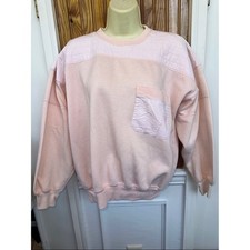 Vtg 70s/80s Calliope Light Peachy Pink Quilted Sweatshirt with Pocket