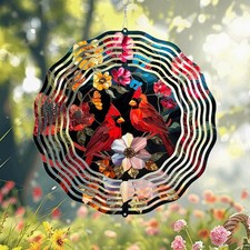 Cardinal Wind Spinner, Red Bird Wind Chimes for Garden Yard Decor, Outdoor Me...