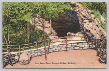 Linen Postcard Salt Petre Cave Natural Bridge Virginia Tichnor Bros 1930s