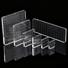 7Pcs Acrylic Stamp Block Assorted Sizes Acrylic Blocks for Stamping with Grid Li