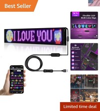 Portable RGB LED Sign - 23''x5'' Flexible Display for Events and Advertisements