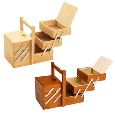 Scatola Porta Cucito Vintage in Legno - Cassetta Porta Utensili 5 Scomparti