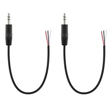 Fancasee 2-Pack 3.5mm 1/8" to Speaker Wire TRS Stereo Male Plug Bare Wire... 