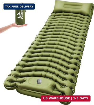 Sleeping Pad for Camping - Ultralight Camping Mattress with Pillow, Built-in Foo