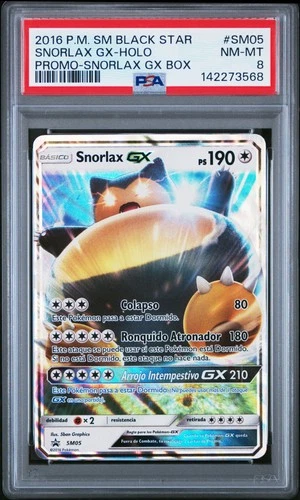 2016 POKEMON SM BLACK STAR PROMO SNORLAX GX BOX #SM05 SNORLAX GX-HOLO PSA 8