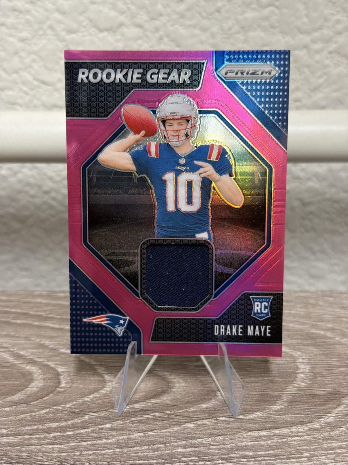 DRAKE MAYE 2024 Panini Prizm Rookie Gear PINK PRIZM #RG-DME Patriots RC