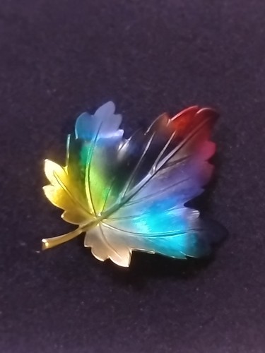 vintage maple leaf brooch Multicolor On Front Gold Tone On Back