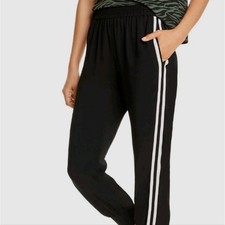 Kobi Halperin Roberta Black Track Pants White Stripes Active Plus Size 3X