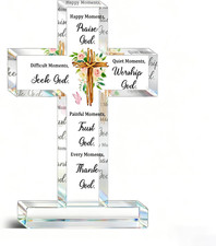 Christian Desk Decor for Women - Inspirational Cross Decor with Bible Verses, Re