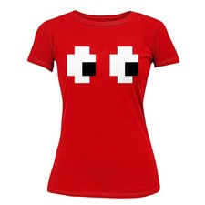 Funny Halloween Group Costume Ghost Eyes Retro Women's T-Shirt, Medium, Red