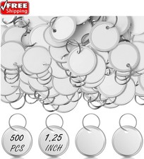 Hotop 500 Pieces 1.25 Inches White Metal Rim Key Tags Bulk Key Tags Paper Round