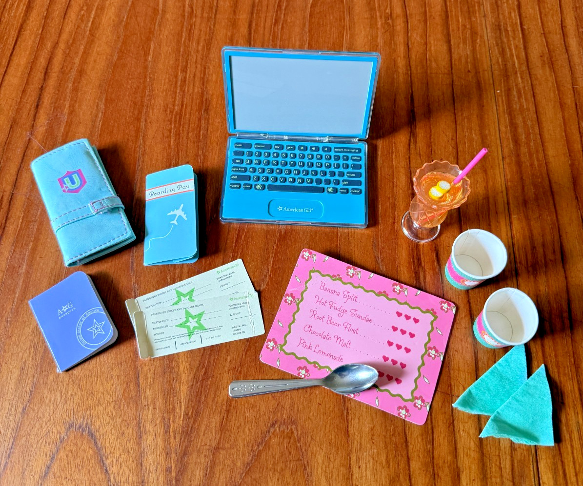 American Girl Doll Accessories Lot Laptop Passport Travel Dr