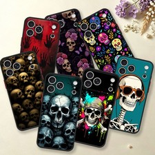 Scary Skull Pattern Case PC Cover For Samsung Galaxy S25 S26 iPhone 16 17 18 Pro