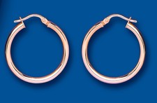Rose Gold Hoop Earrings Red Gold Creole Hoops Plain 25mm hallmarked