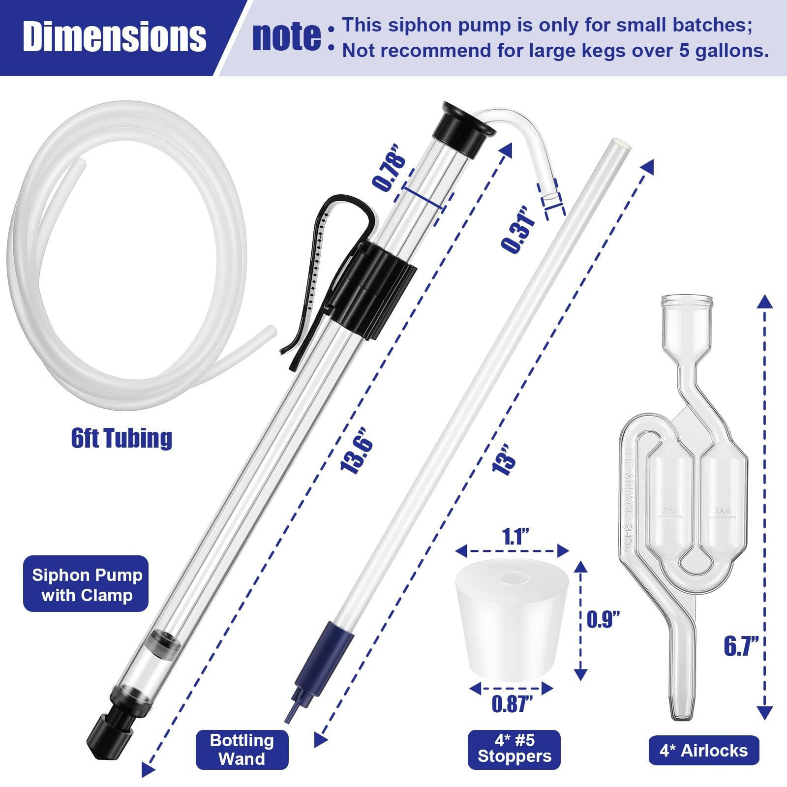 Saillong Siphon for Wine Making, Pump with 6 Feet of Tubing, Bottling... 