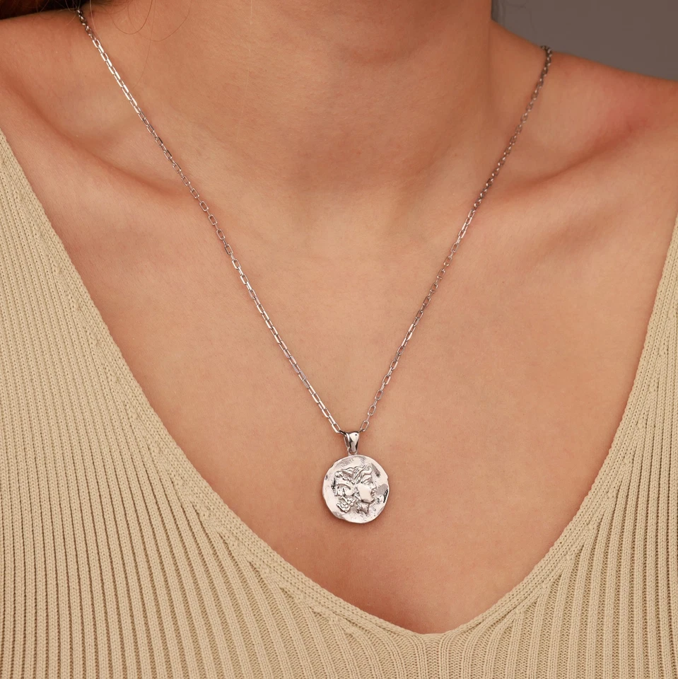 Collana con moneta romana Giano - ciondolo con moneta in argento sterling... - Immagine 4 di 4